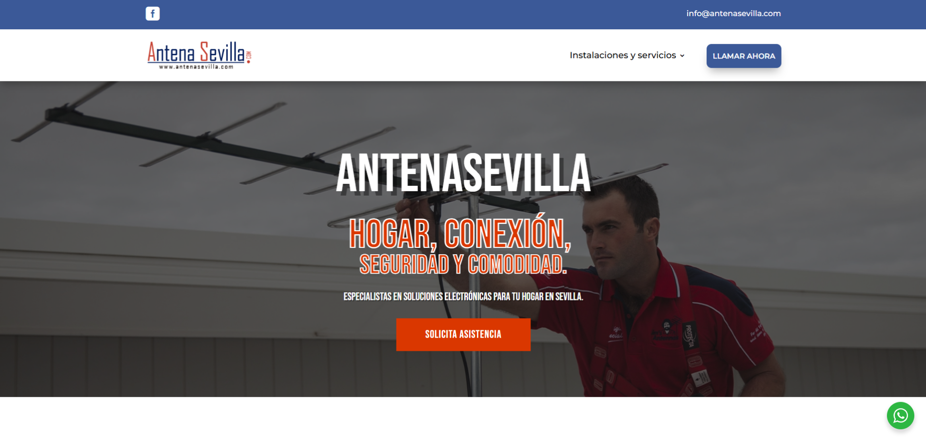 Diseño web Antena Sevilla en Álava — proyecto Webzalia